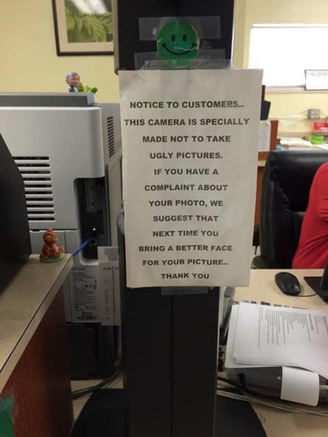 This is just one sign at a DMV. 