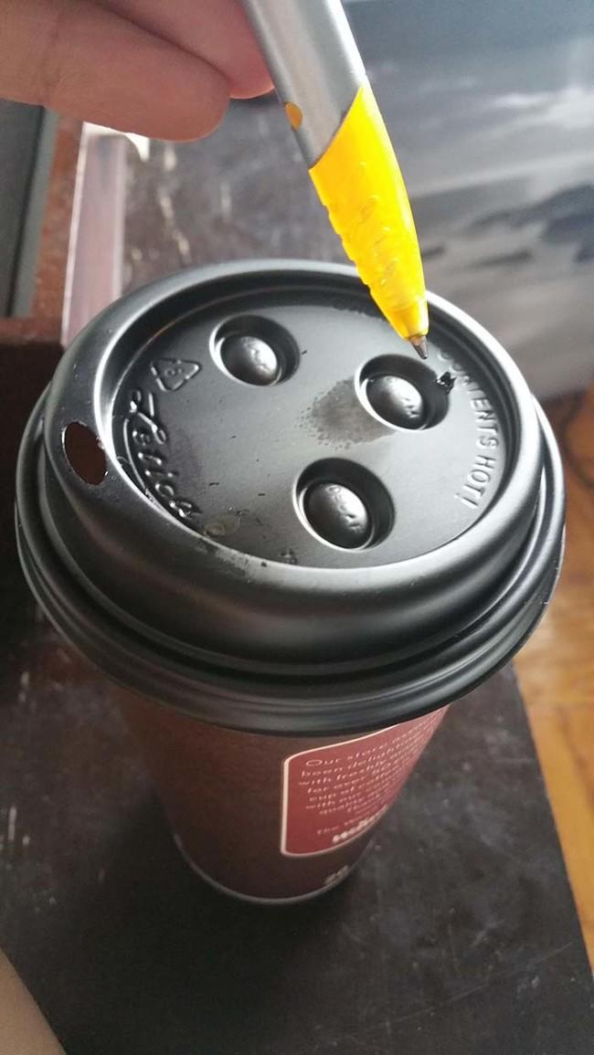Poke holes in the top of a coffee lid if you want your beverage to cool down faster.