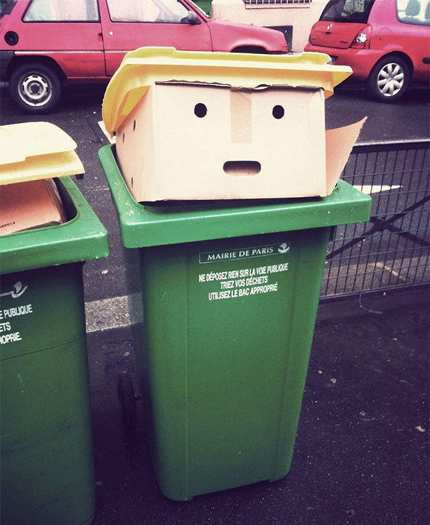 A bin that looks like Donald. 