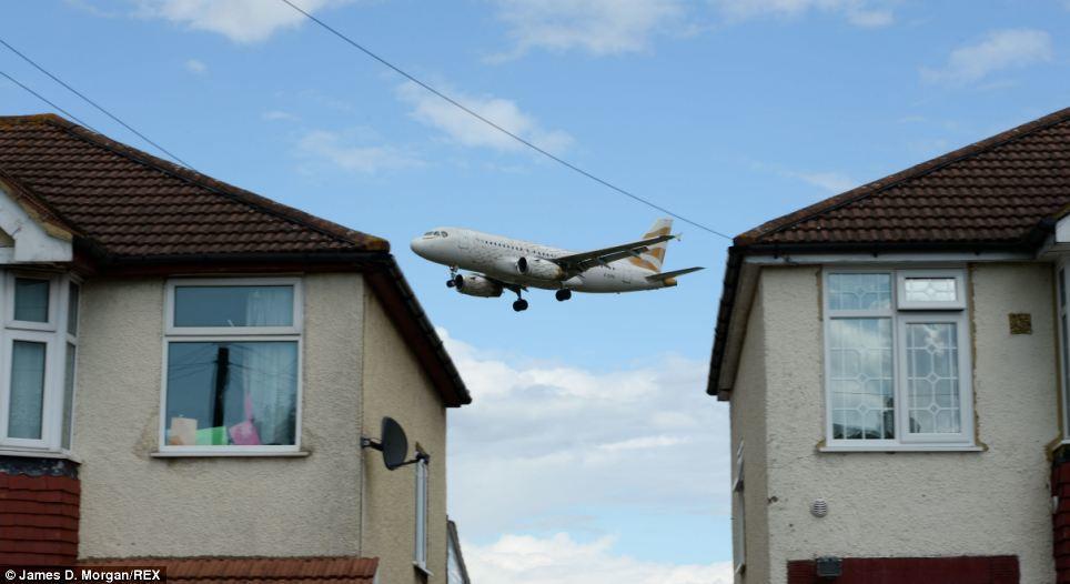 Busy: Currently there are around 1,280 arrivals flights coming in and out of Heathrow every day, mostly between 6am and 11pm, with the airport alternating the runway used by landing aircraft in a bid to provide noise relief for those living nearby