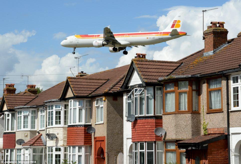 Neighbours: The road is one of the closest streets to the airport's busy southern runway at just 100 yards from the airport perimeter, with planes regularly flying low over the houses as they jet off and come in to land