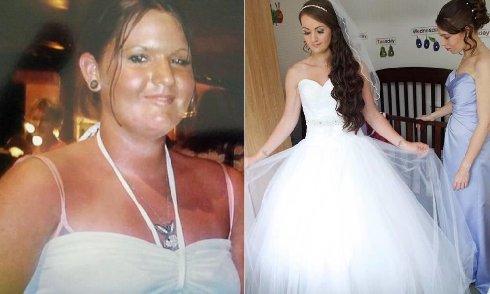 Bride loses 5 stone to fit into wedding dress four sizes too small