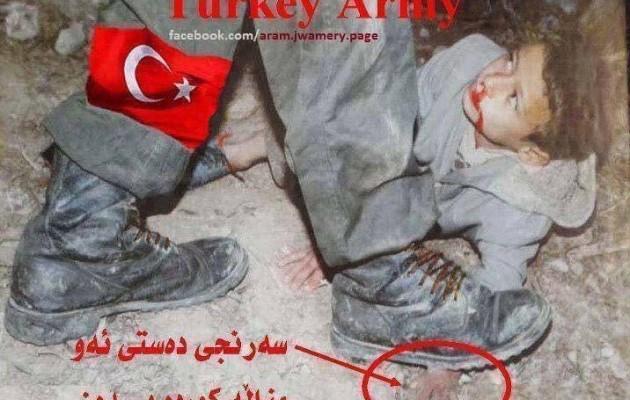 ΖΩΑ! Τούρκος στρατιώτης συνθλίβει το χεράκι παιδιού στο Κουρδιστάν…