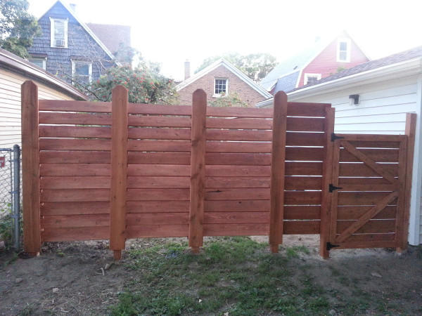 He stained the fence and used Waterlox to make sure the finished project would be waterproof. 