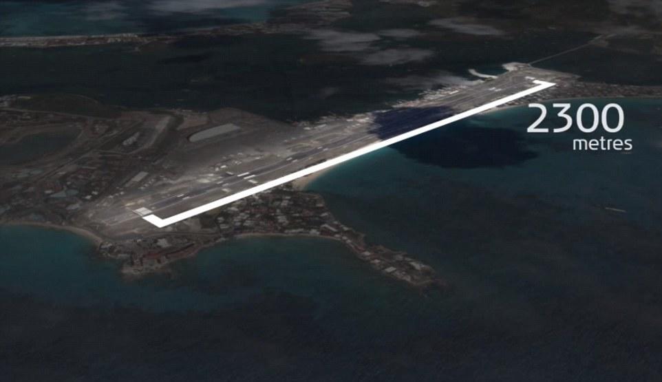 Tricky: The runway at Princess Juliana is just 7,152 feet - less than half the length of many international airports