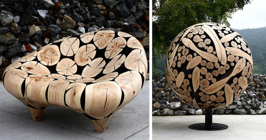 Μεταμορφώνει πεταμένους κορμούς δέντρων σε φανταστικά ξύλινα έργα τέχνης