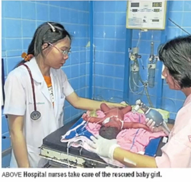 She came face-to-face with a very premature baby.