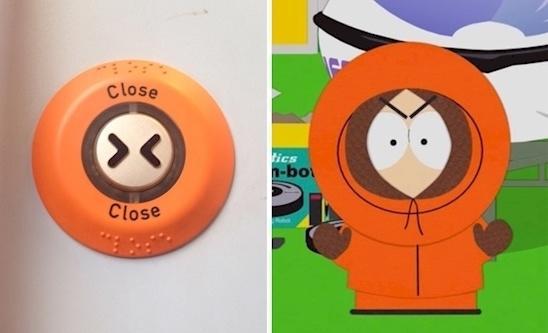 The train door button that looks like Kenny.