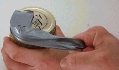 Are your muscles a little weak? Use duct tape to remove a stubborn lid.