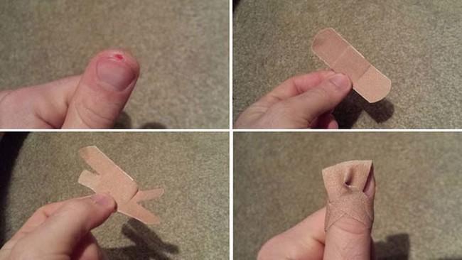Instead of using two Band-Aids to wrap up an injured fingertip, do this: