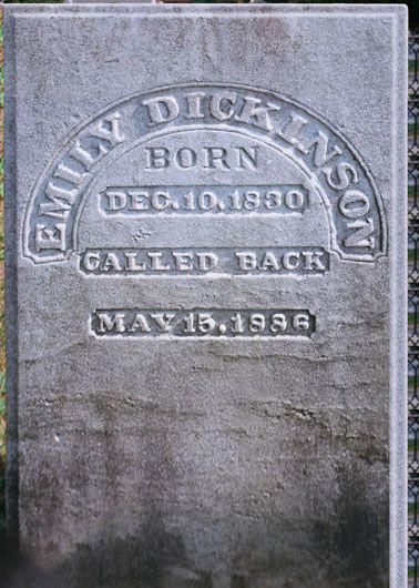 Poet and literary genius Emily Dickinson's gravestone.