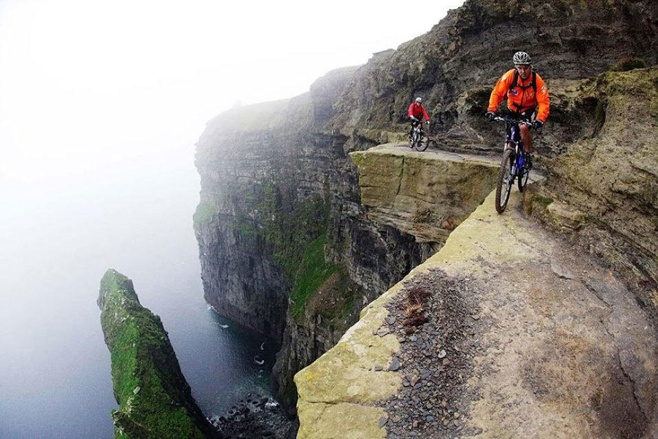 Ride a bike down this narrow of a passage way. 