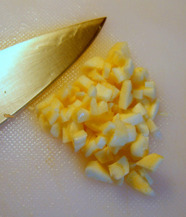 Get the smell of chopped garlic or onions off your hands by dabbing them with some toothpaste before washing them.