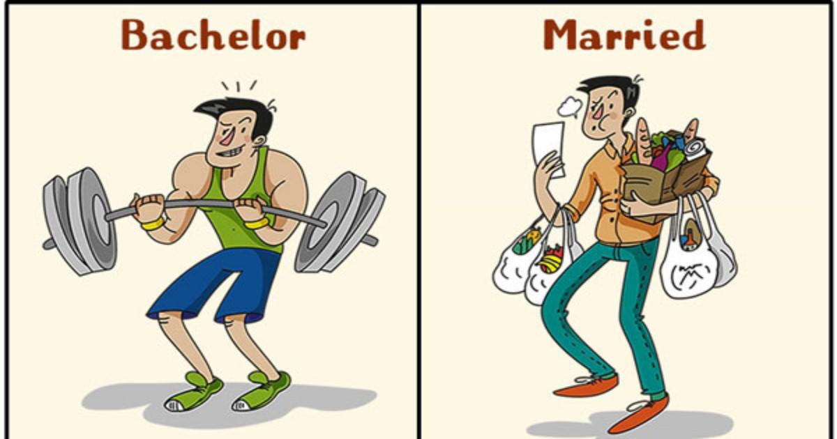 10 αστεία σκίτσα για τη ζωή κάθε άντρα πριν και μετά το γάμο!