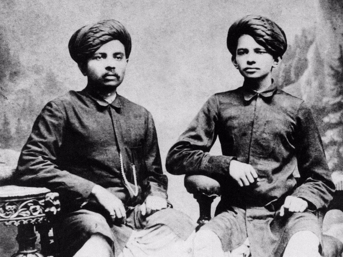 Mahatma Gandhi, right, with his brother Laxmidas in 1886.