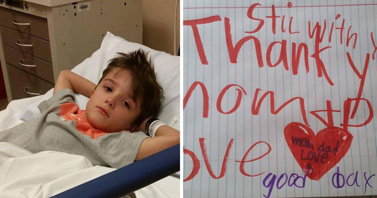 Ο 6χρονος γιος τους πέθανε. Μόλις οι γονείς του επέστρεψαν από το νοσοκομείο βρήκαν ένα σημείωμα που είχε αφήσει για αυτούς.