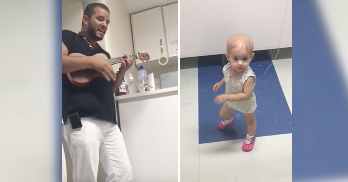 Γιατρός παίζει ένα τραγούδι σε κοριτσάκι με καρκίνο και η μικρή χορεύει γεμάτη χαρά