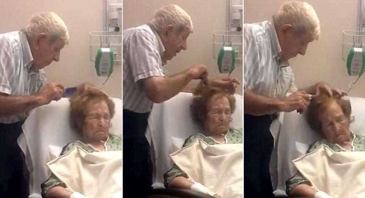 Ηλικιωμένος άντρας χτενίζει τρυφερά τα μαλλιά της άρρωστης γυναίκας του και συγκινεί όλο το ίντερνετ