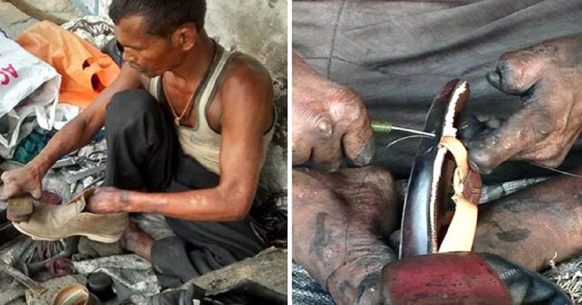 Τσαγκάρης χωρίς δάχτυλα επισκευάζει παπούτσια για περισσότερα από 20 χρόνια ώστε να ζει τη γυναίκα και τα παιδιά του