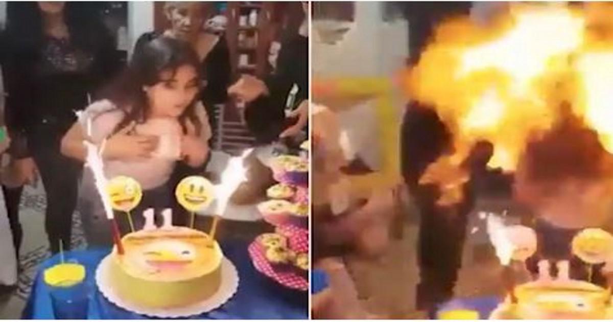 Κοριτσάκι πάει να σβήσει τα κεράκια στην τούρτα γενεθλίων του και τυλίγεται στις φλόγες