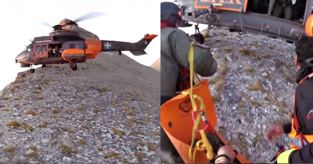 Οι «θεοπάλαβοι» πιλότοι της ΠΑ «πάρκαραν» Super Puma με τον ένα τροχό μόνο στο έδαφος για να διασώσουν ορειβάτη