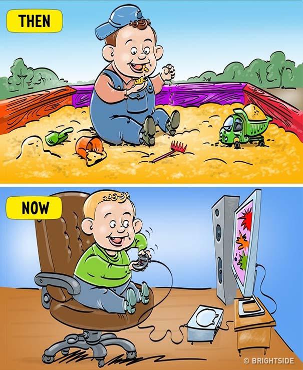 Σκίτσα που δείχνουν πόσο διαφέρει η σημερινή παιδική ηλικία σε σχέση με τη δική μας (1)
