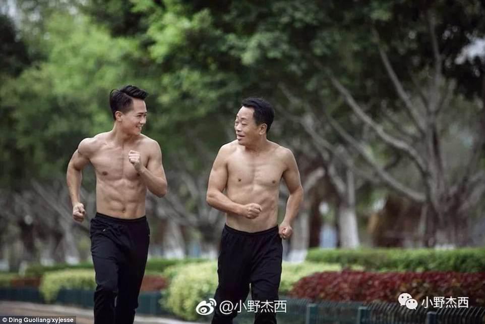 The incredible exercising routine has brought the father and son closer than ever, and Guoliang said they are like friends now