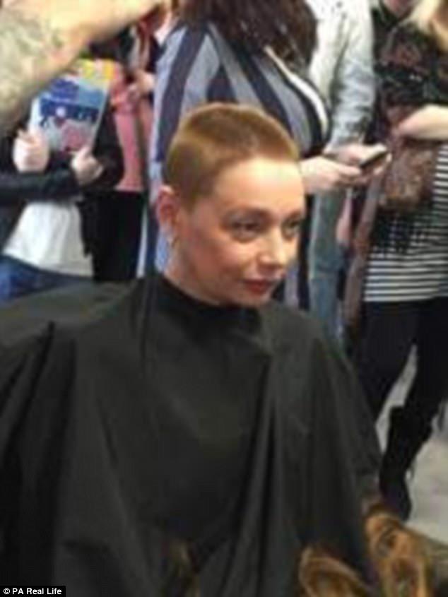The mother-of-one endured eight rounds of chemotherapy and decided to have her hair shaved for charity