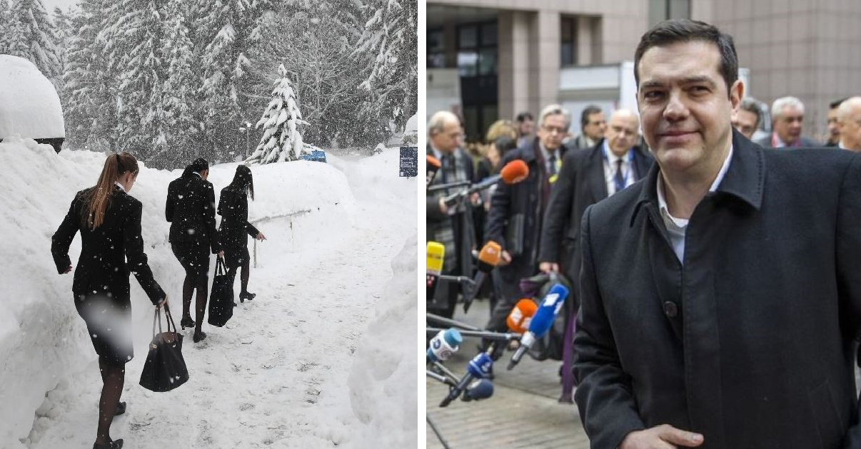 Ταλαιπωρία για τον Τσίπρα στο Νταβός: Περπάτησε δύο χιλιόμετρα έκανε με τα πόδια στα χιόνια για να φτάσει