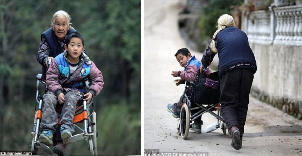 Ηλικιωμένη γυναίκα περπατά 24χλμ την ημέρα για να πάει τον ανάπηρο εγγονό της στο σχολείο