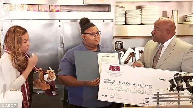 Williams received a scholarship from Texas Southern University after the school found about her act-of-kindness 