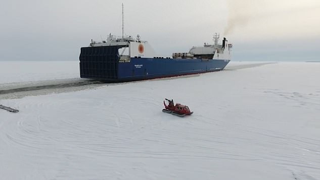 He performed the daring stunt off the coast of Hailuoto in Finland where the land is covered in ice and snow