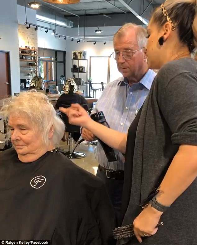 Kind: Theresa recently had her hair done at the salon, but she was unable to replicate the style on her own. When Andrew came in looking for tips, hairstylist Andrea Gomez offered to help