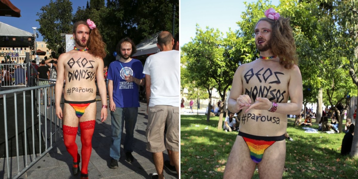To Τζέισον-Αντιγόνη εμφανίστηκε με κόκκινο καλτσόν στο Athens Pride 2018