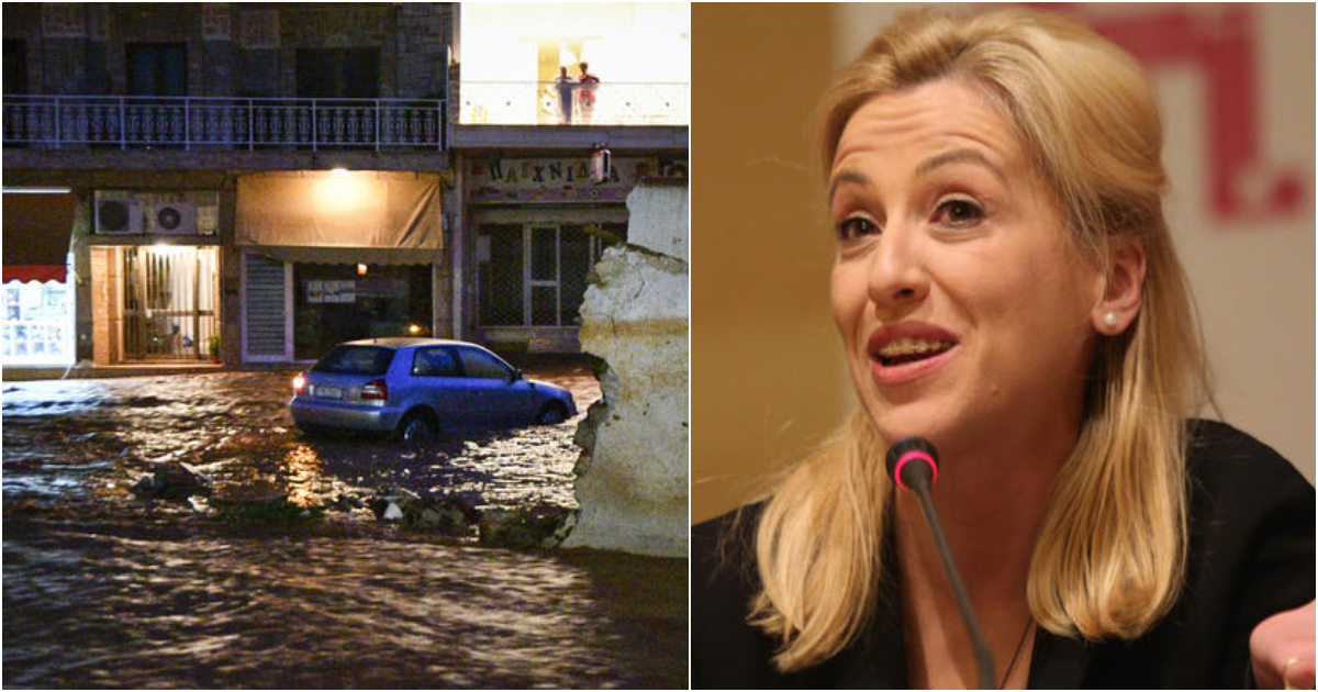 Η Μάνδρα πλημμύρισε ξανά και η Δούρου λέει ότι φταίει η κλιματική αλλαγή