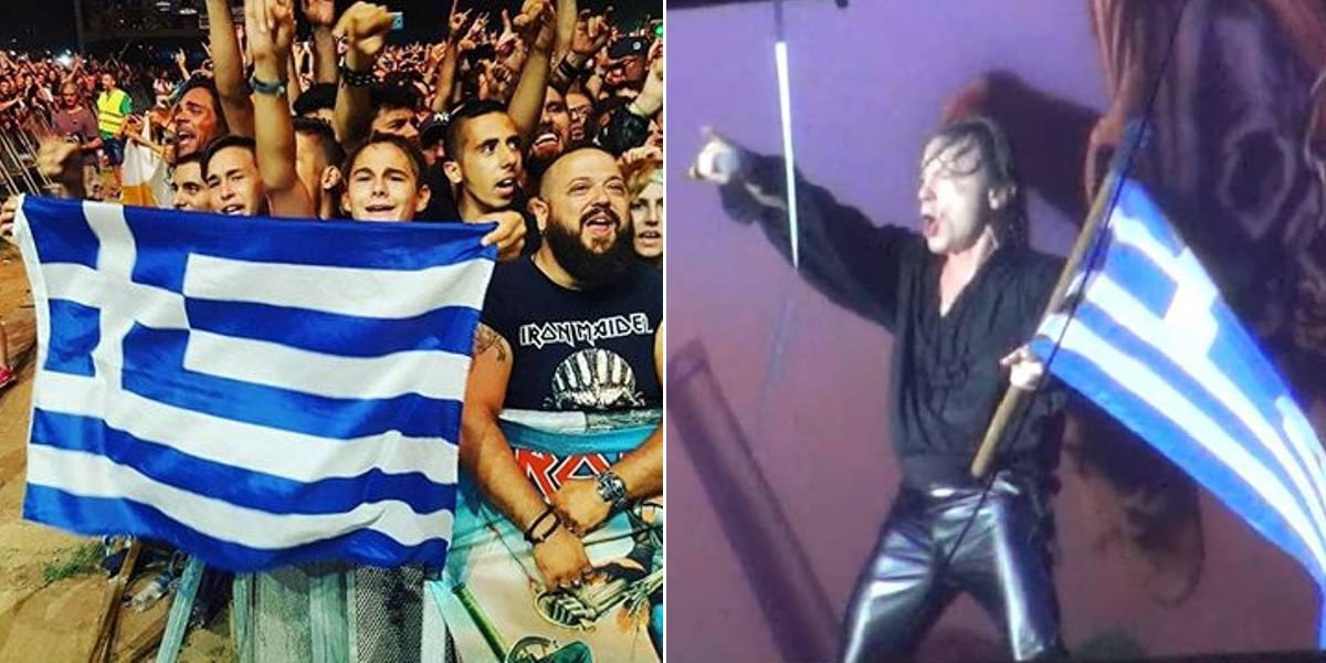 Οι θρύλοι της μέταλ Iron Maiden εμφανίστηκαν με την ελληνική σημαία μπροστά σε 36.000 Έλληνες