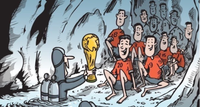 Το σκίτσο που προκαλεί παγκόσμια συγκίνηση: Το Παγκόσμιο Κύπελλο στα παιδιά της Ταϊλάνδης