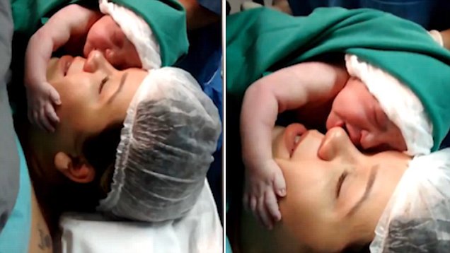 Νεογέννητο μωρό λίγων λεπτών αγκαλιάζει τρυφερά τη μαμά του για πρώτη φορά και είναι ό,τι πιο όμορφο έχετε δει