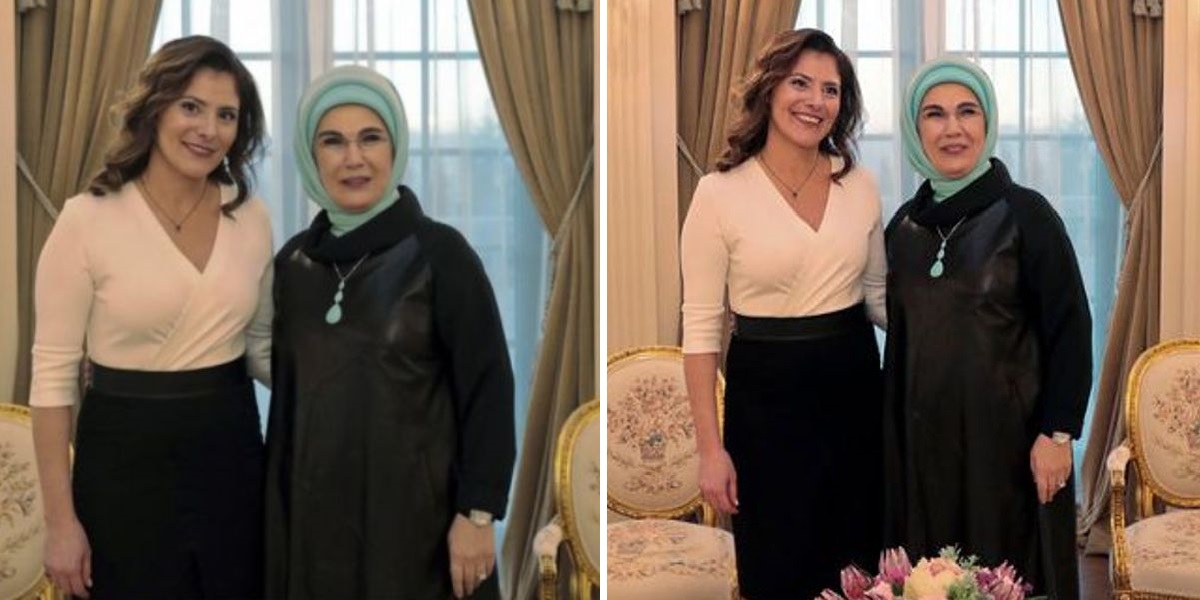 Η Περιστέρα Μπαζιάνα σαν πραγματική κυρία για τσάι με την Εμινέ Ερντογάν στο «Λευκό Παλάτι»