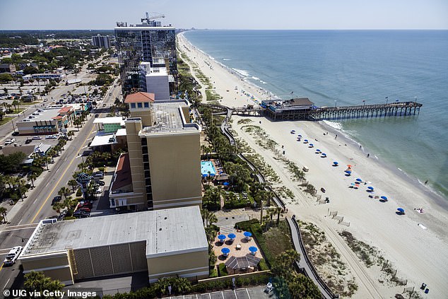 In an August 30 interview with cops she admitted she visited tourist locations in Myrtle Beach (pictured) and explored a job opportunity while staying with a male friend