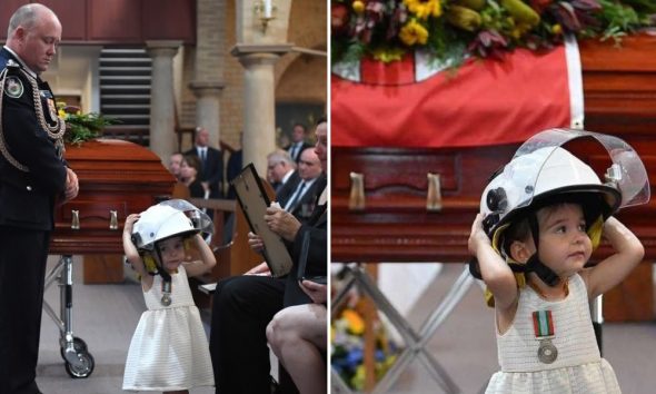 Δράμα στην Αυστραλία: Κόρη νεκρού πυροσβέστη παίρνει το κράνος και το μετάλλιο του στην κηδεία του
