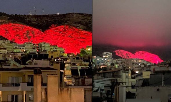 Δήμος Χαϊδαρίου: Η μεγαλύτερη φυσική καρδιά φωτίστηκε χτες το βράδυ