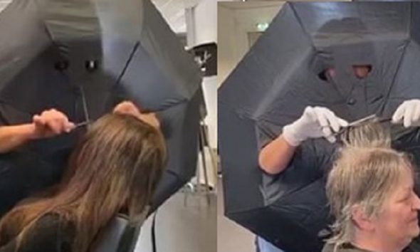 Ολλανδία: Κομμώτρια έφτιαξε στολή από ομπρέλα για να κουρεύει τους πελάτες της