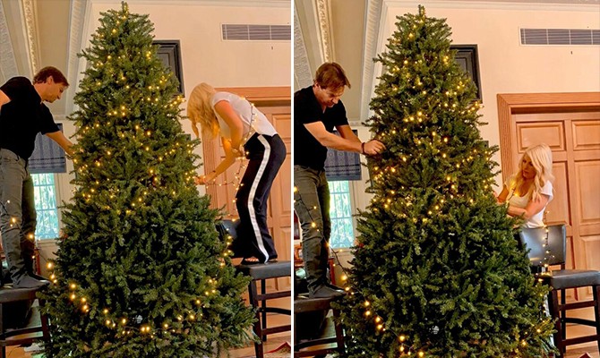 Η Ελένη Μενεγάκη στόλισε το τεράστιο Χριστουγεννιάτικο δέντρο της – «Μόλις ξεκινήσαμε τον στολισμό του δέντρου μας»