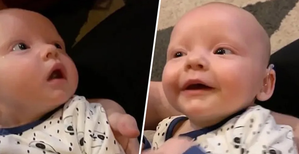 Κωφό μωράκι ακούει τους γονείς του για πρώτη φορά και ξεσπάει σε δάκρυα
