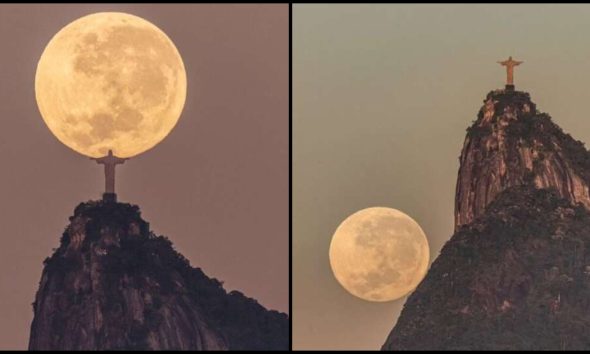 Το άγαλμα του Ιησού «σήκωσε» στα χέρια του το φεγγάρι: Εντυπωσιακές εικόνες από το Ρίο Ντε Τζανέιρο