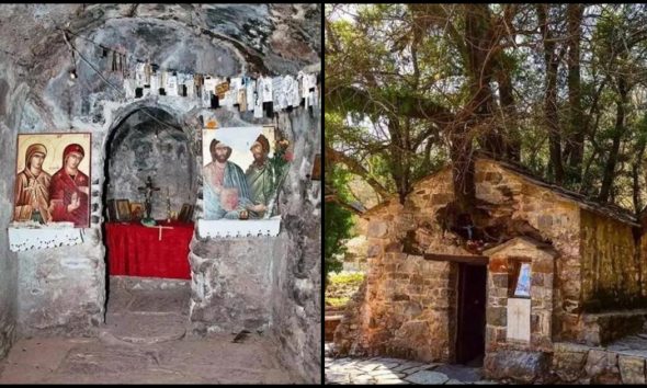 Γιορτάζει σήμερα το εκκλησάκι «θαύμα» με τα 17 δέντρα στη στέγη του: Η Αγία Θεοδώρα και οι 2 εκδοχές για τον βίο της