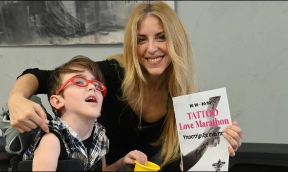 «Μαραθώνιος αγάπης» με τατουάζ για τον 6χρονο Άγγελο που πάσχει από μηνιγγίτιδα και έχει κάνει 36 χειρουργεία