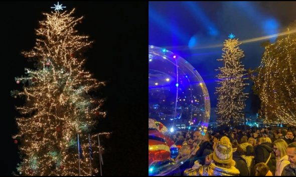 Τρίκαλα: Φωταγωγήθηκε το πιο μεγάλο χριστουγεννιάτικο δέντρο στην Ελλάδα