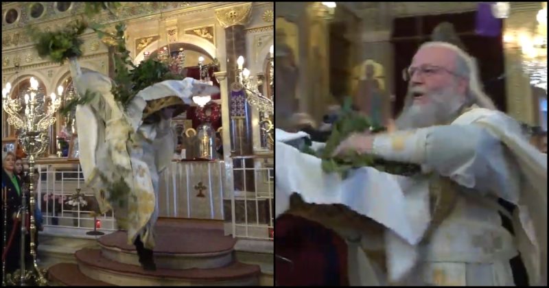 Πρώτη Ανάσταση στην Χίο: Πέταξε ξανά ο «ιπτάμενος ιερέας» και έκλεψε την παράσταση με το σάλτο του